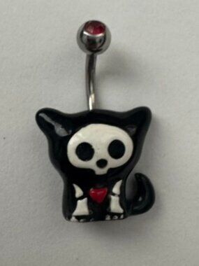 RARE Vintage Skelanimals "Kit" Cat Belly Ring - Official Hot Topic 2010's
